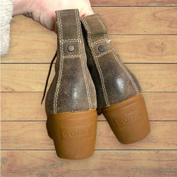 Sorel Toronto Waterproof Sage Suede Wedges Ankle Boots 6 - Picture 4 of 9